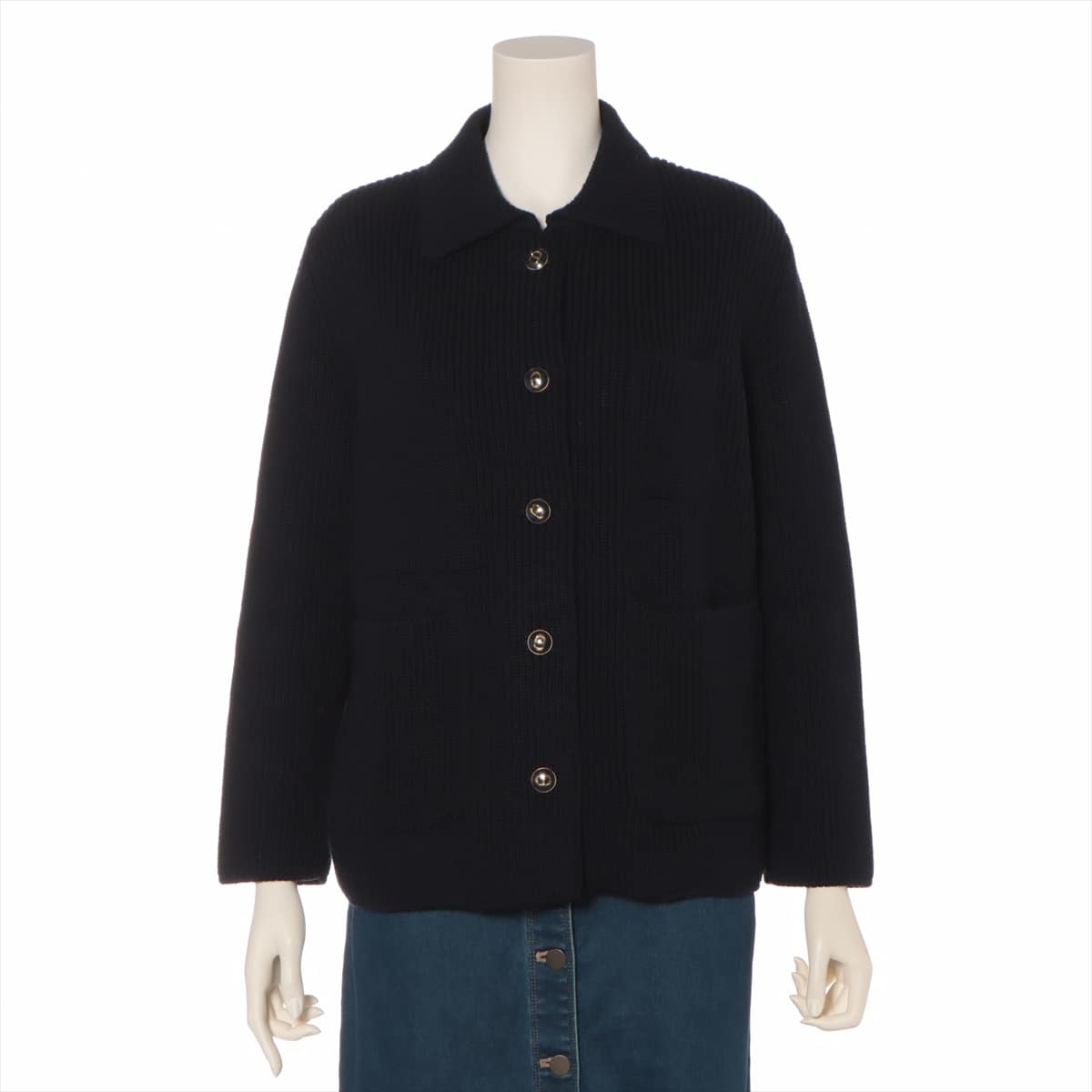 Christian Dior Wool & Nylon Knit jacket F36 Ladies' Navy blue