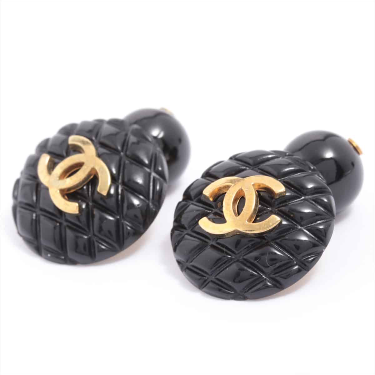 Chanel Coco Mark Cuffs Plastic Black Gold 94A