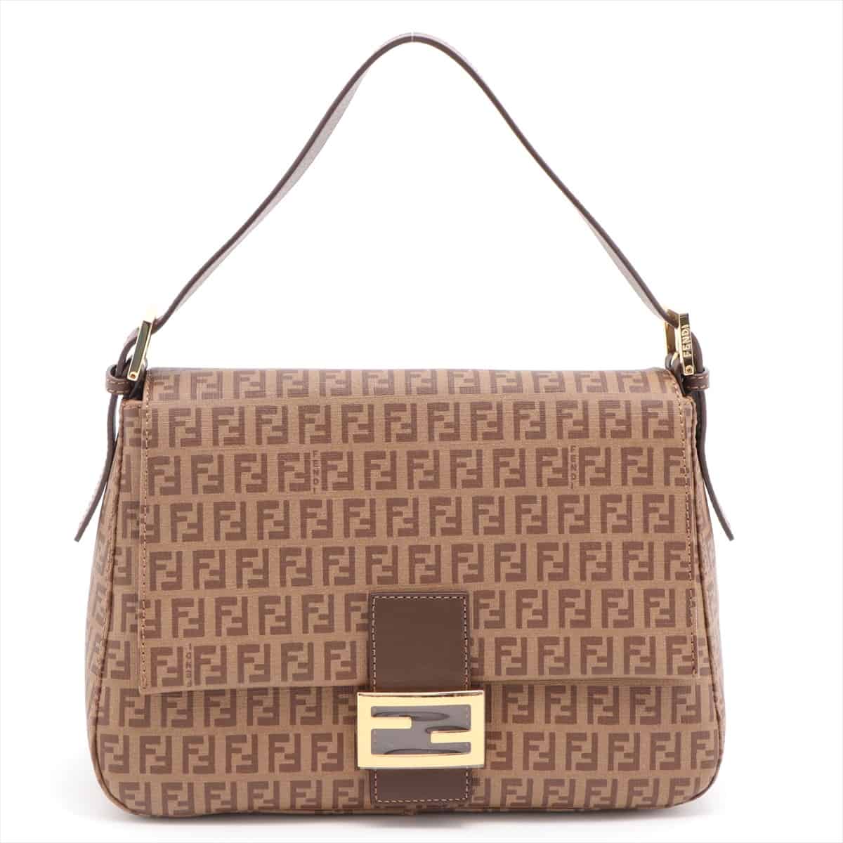 Fendi Mamma Baguette Zucchino PVC & leather Shoulder bag Brown 8BR001