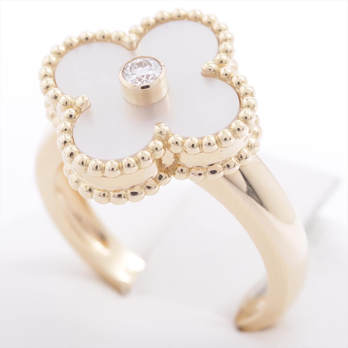Van Cleef & Arpels Vintage Alhambra shells diamond rings 750 YG 6.8g 50