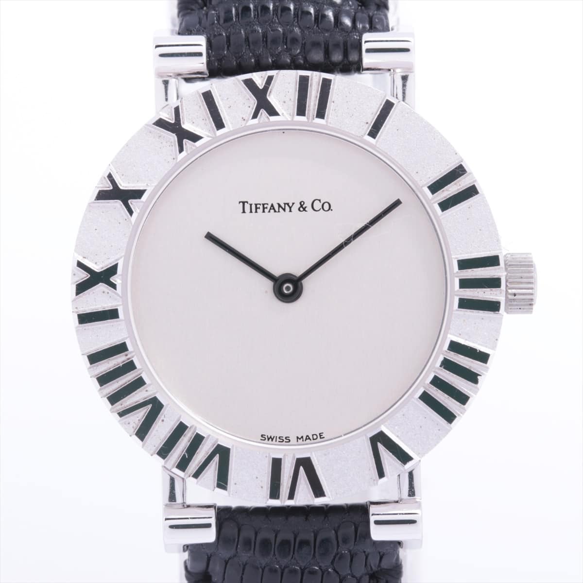 Tiffany Atlas Ladies' L0640 925 & leather QZ Silver-Face