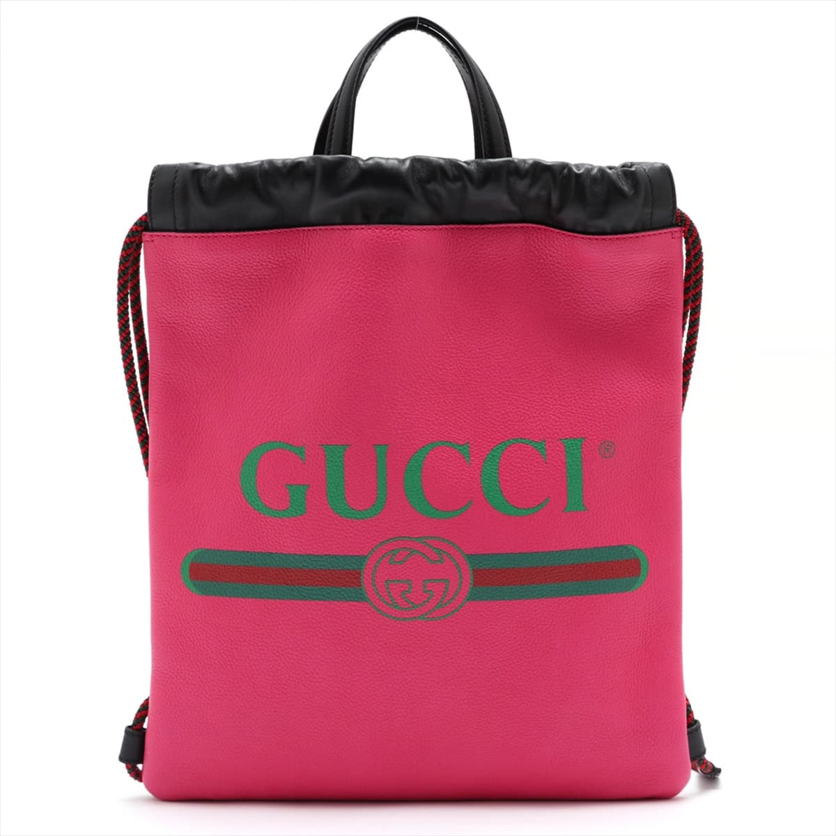 Gucci Logo Print Leather Backpack Pink 523586