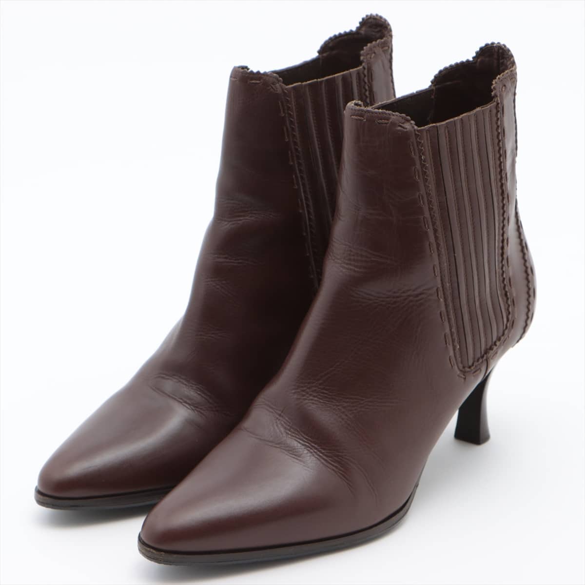 Hermès Leather Short Boots 35 1/2 Ladies' Brown