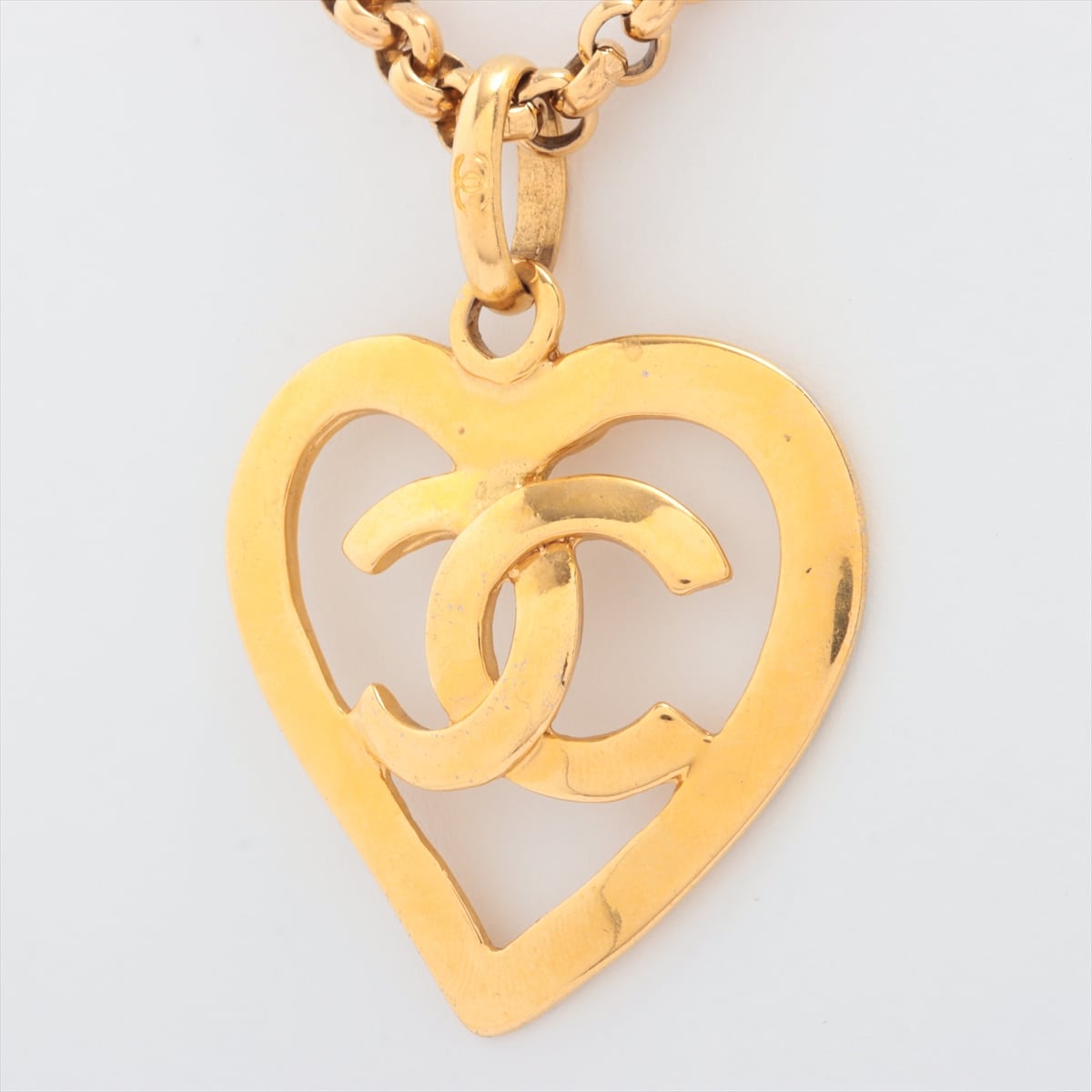 Chanel Coco Mark 95P Necklace GP Gold hearts