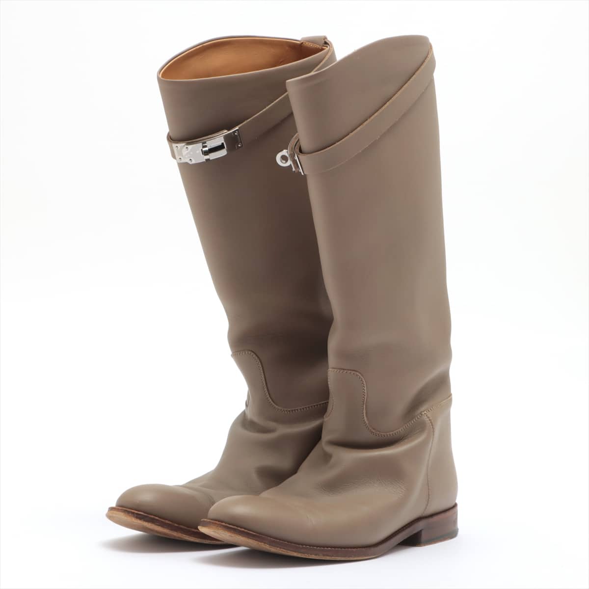Hermès Leather Long boots 37 1/2 Ladies' Brown  Kelly metal fittings