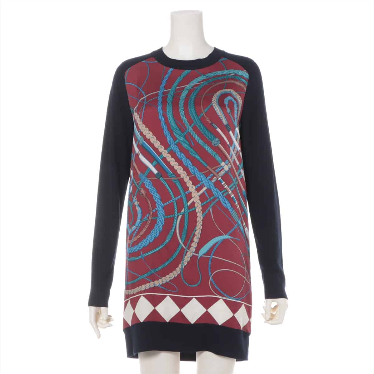 Hermès Wool & silk Knit dress 34 Ladies' Navy x red
