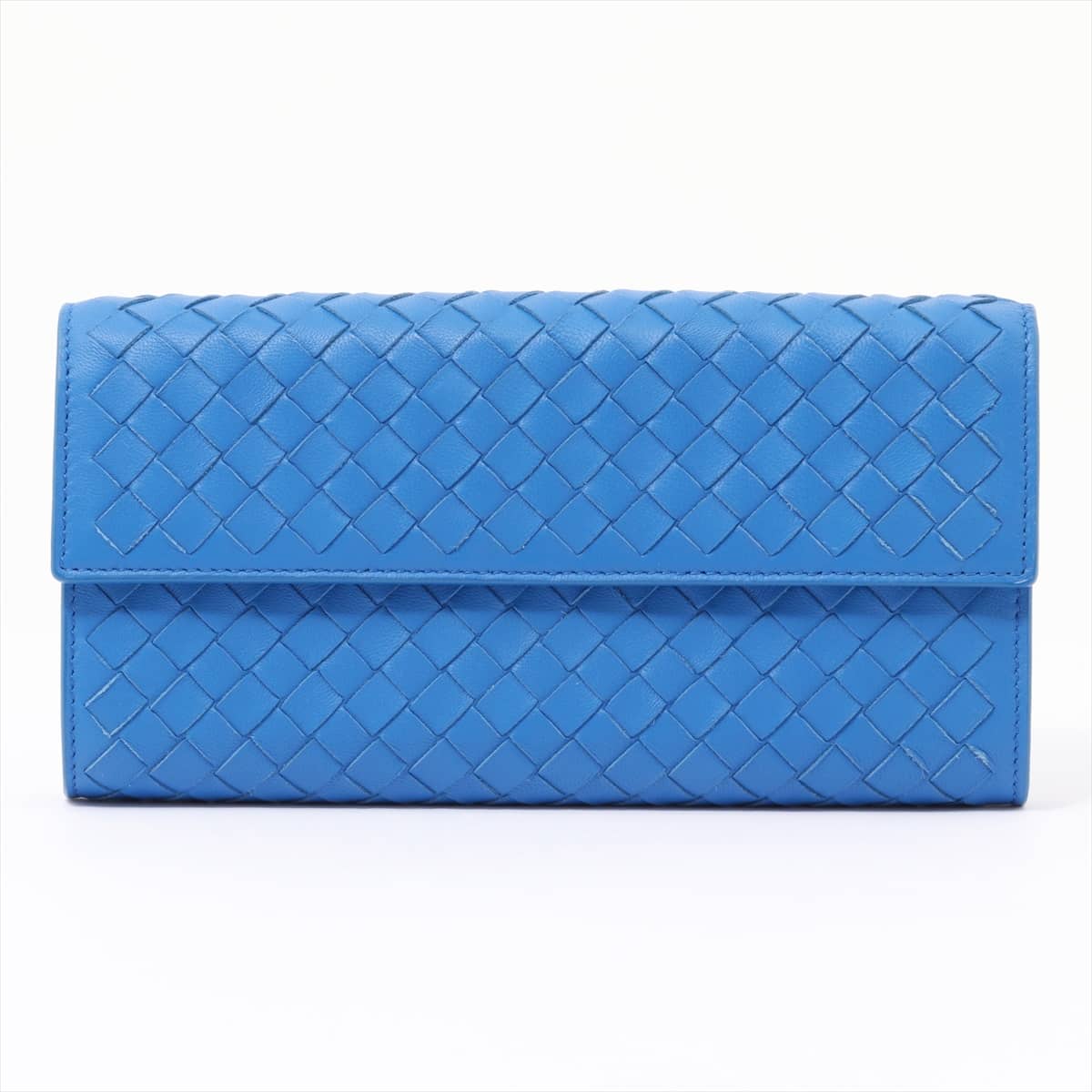 Bottega Veneta Intrecciato Leather Wallet Blue external thread