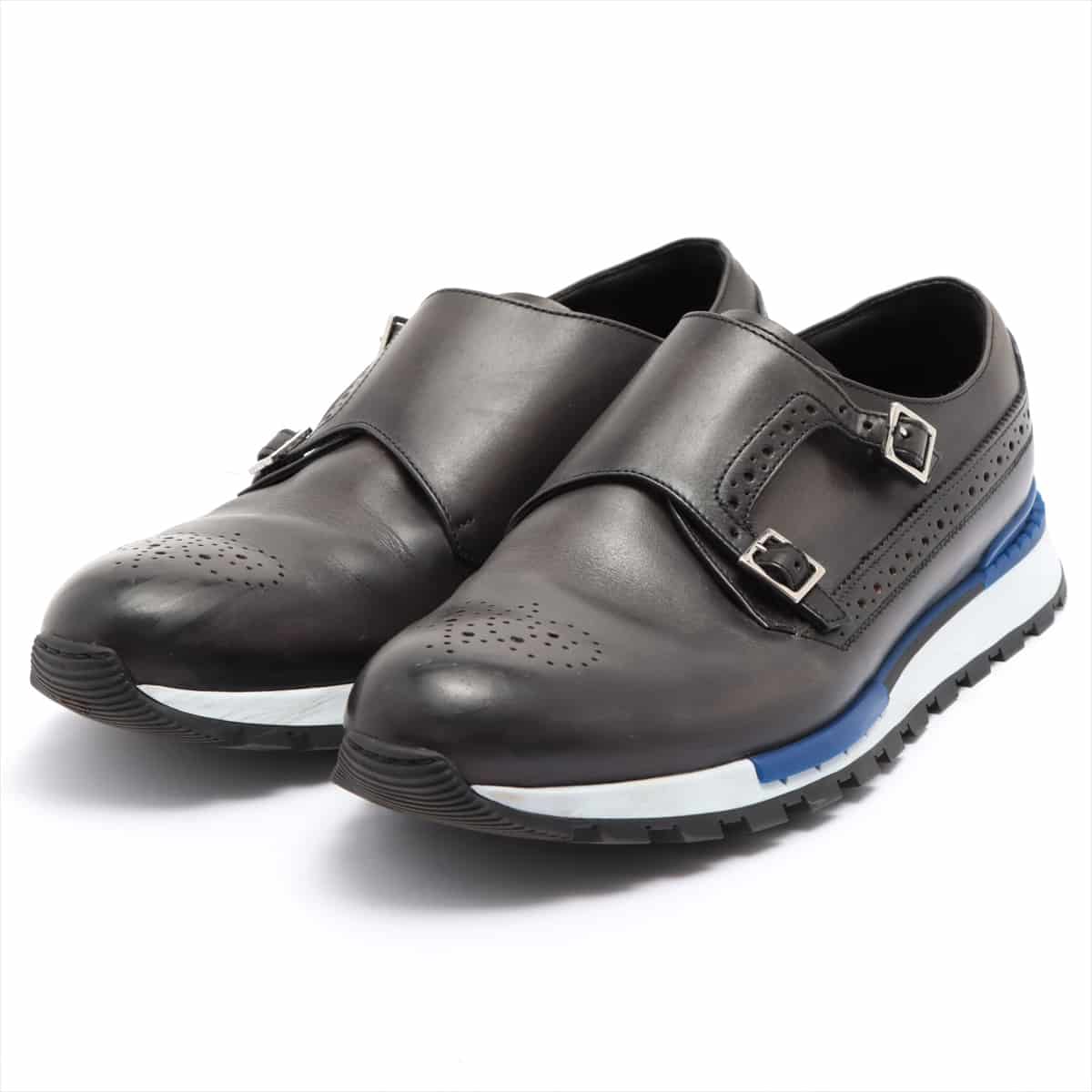 Berluti Leather Leather shoes 8 1/2 Men's Black Double monk Sneaker soles S5321-V1