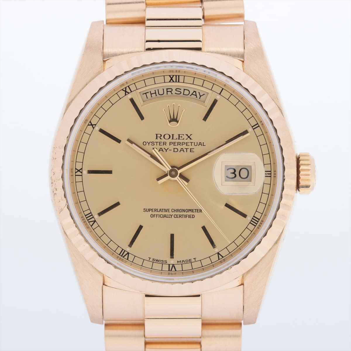 Rolex Day Date 18238 750 AT Champagne-Face