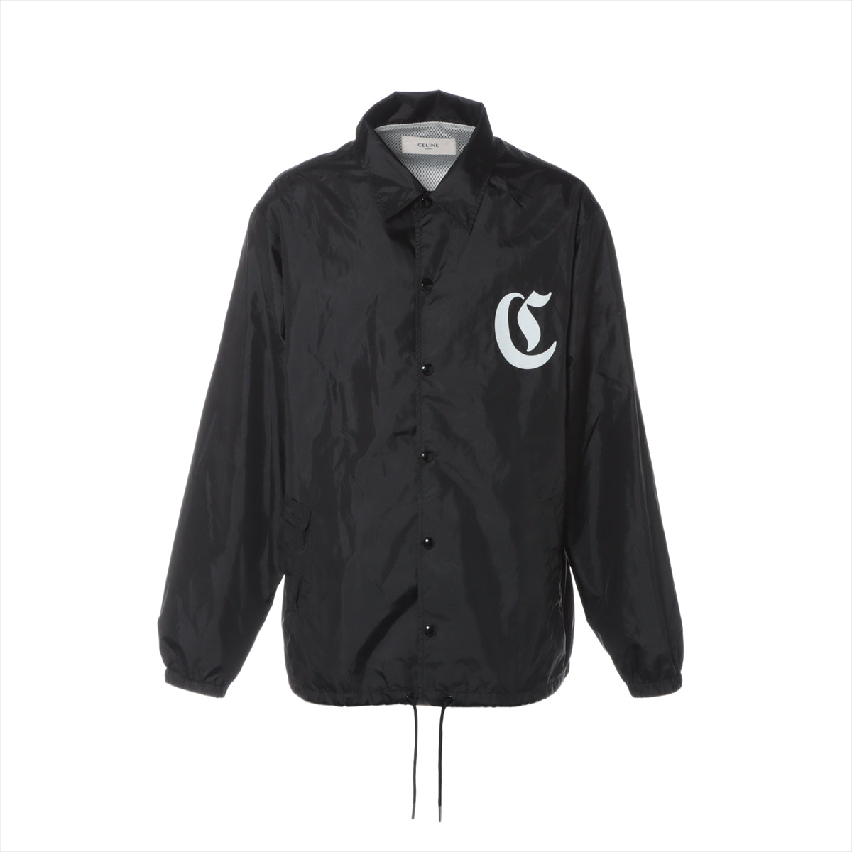 CELINE Nylon Coach jacket 50 Men's Black  initial logo print loose fit 2W544495M