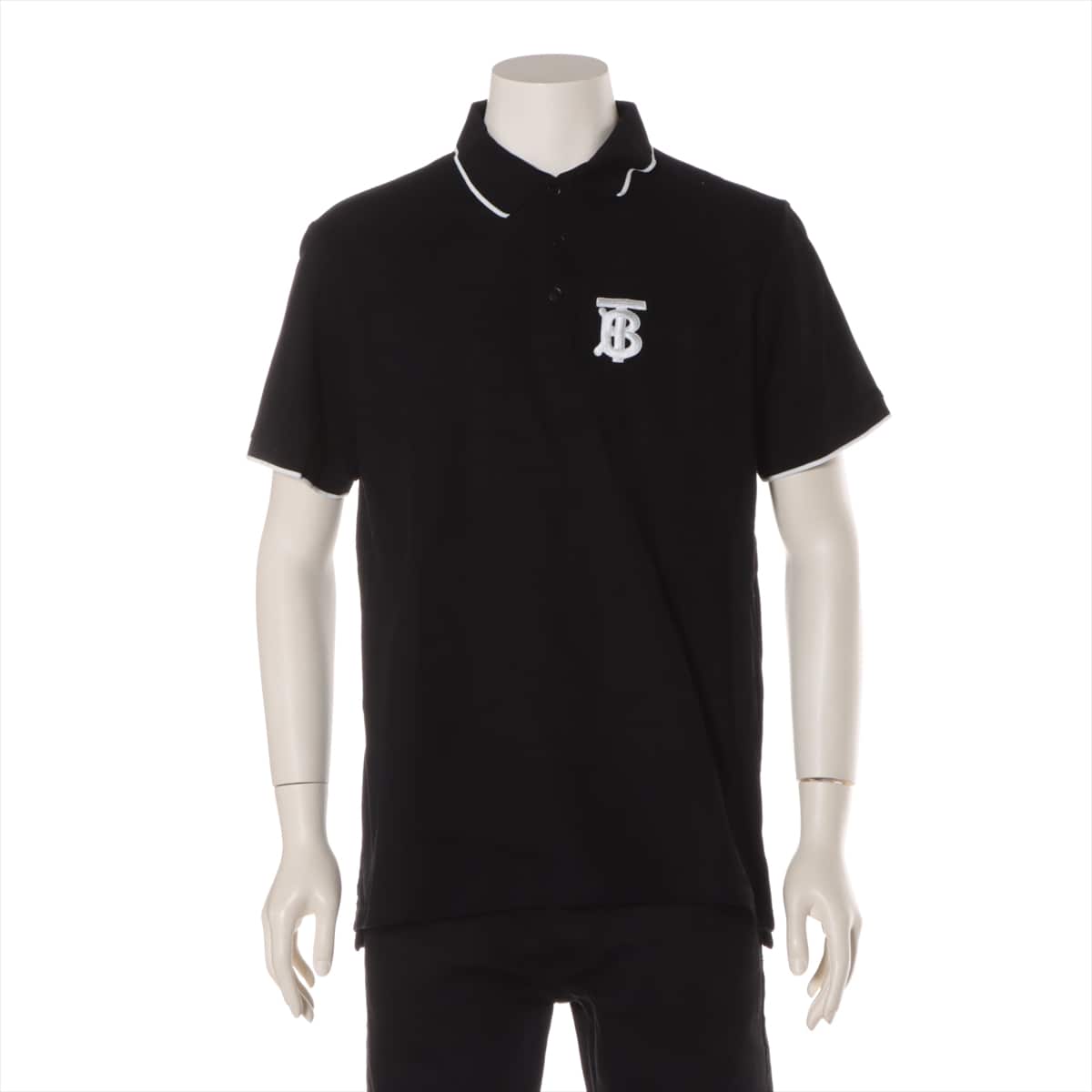 Burberry Tissi period Cotton Polo shirt M Men's Black  TB logo 8013608