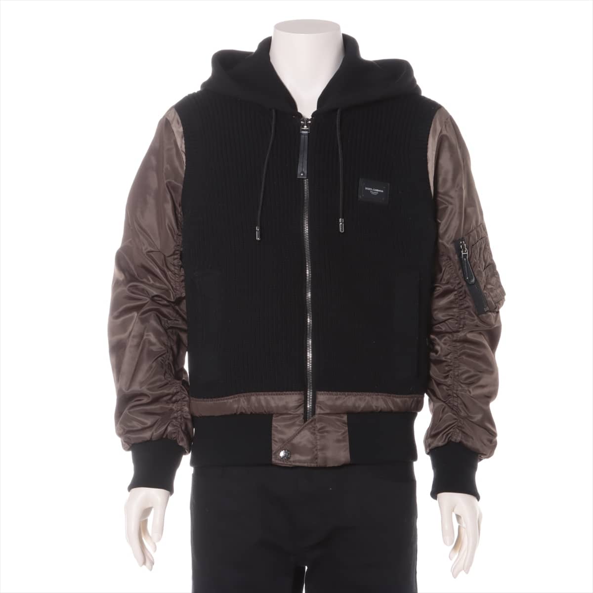 Dolce & Gabbana Wool & Nylon Military jacket 46 Men's Black x khaki