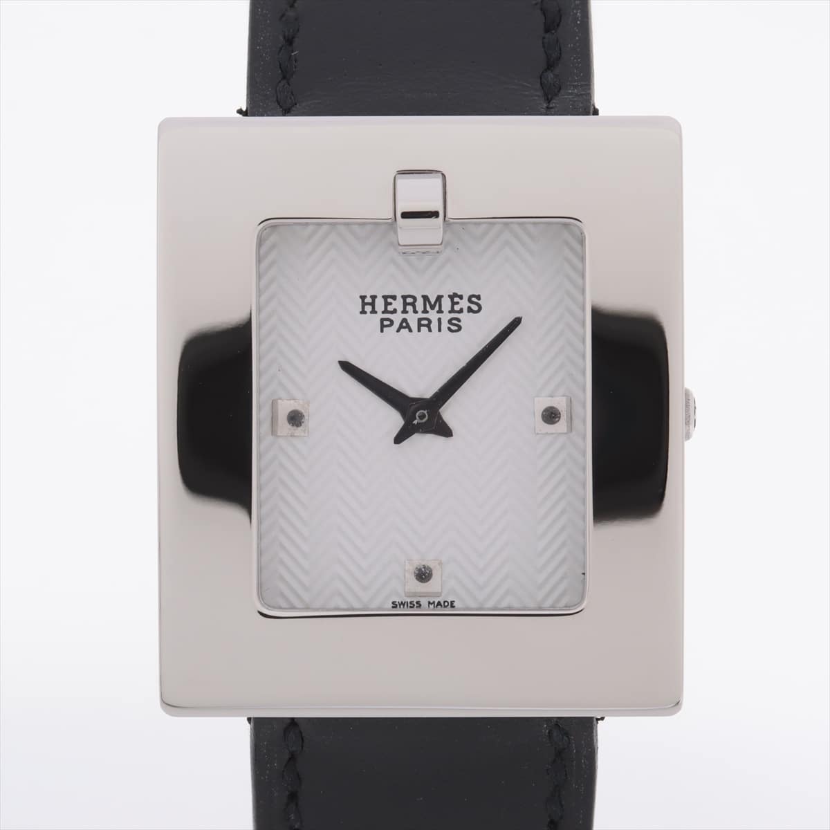 Hermès Belt Watch BE1.210 SS & Leather QZ White-Face Index and needle corrosion