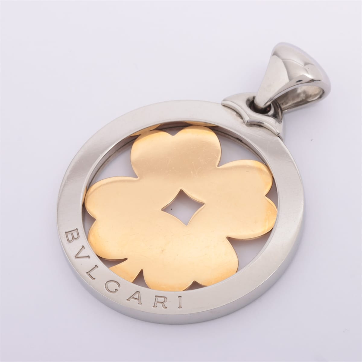 Bvlgari Tondo Clover Necklace top 750×SS 27.1g Gold × Silver
