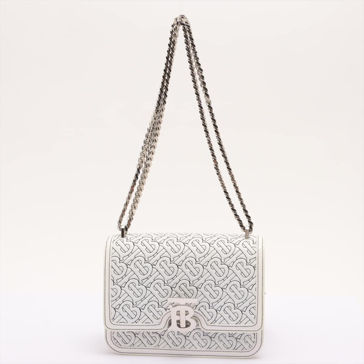 Burberry TB Leather Chain shoulder bag White