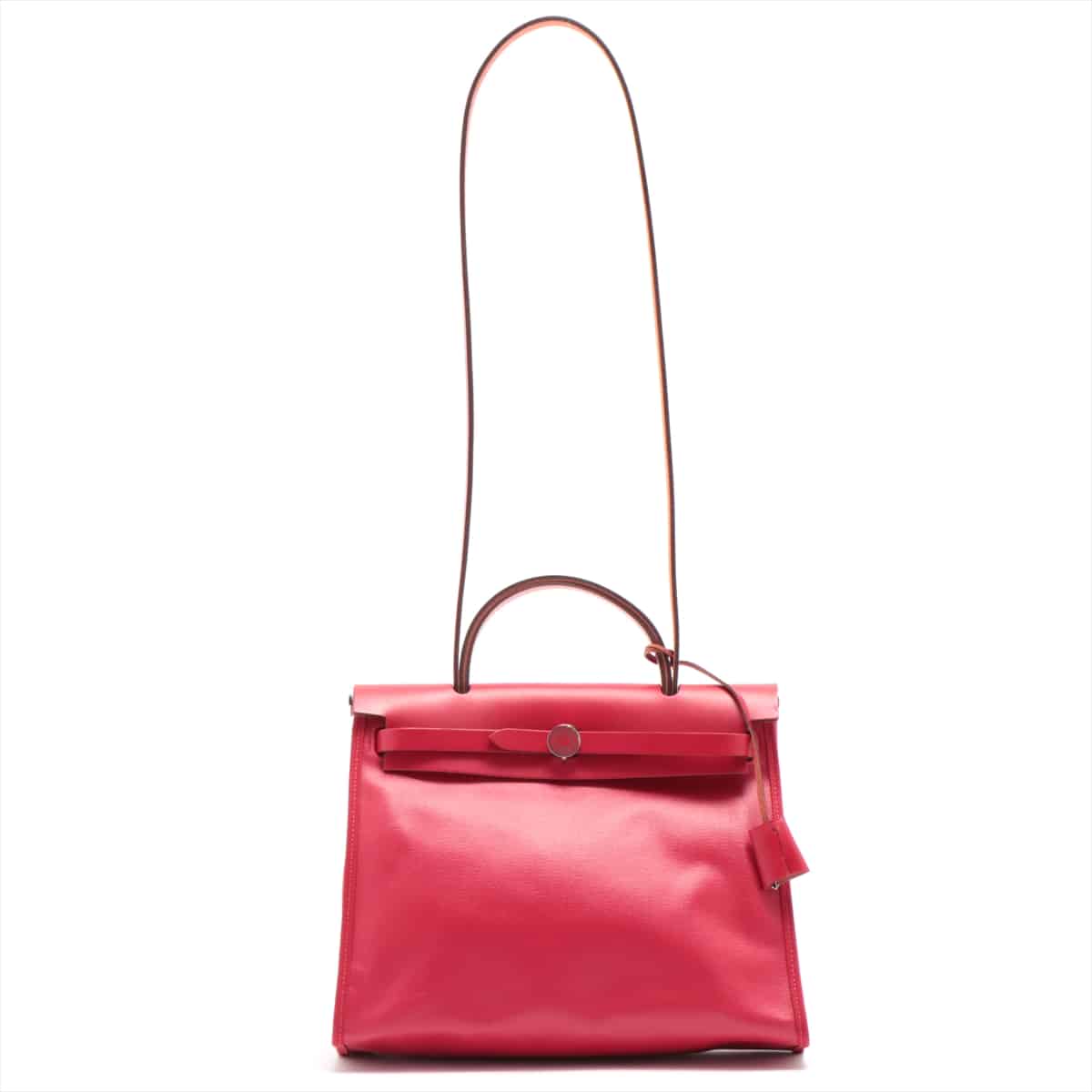 Hermès Herbag Zip PM Toile Ash Berlinne Rouge piment Silver Metal fittings D: 2019 stoppers with pouch