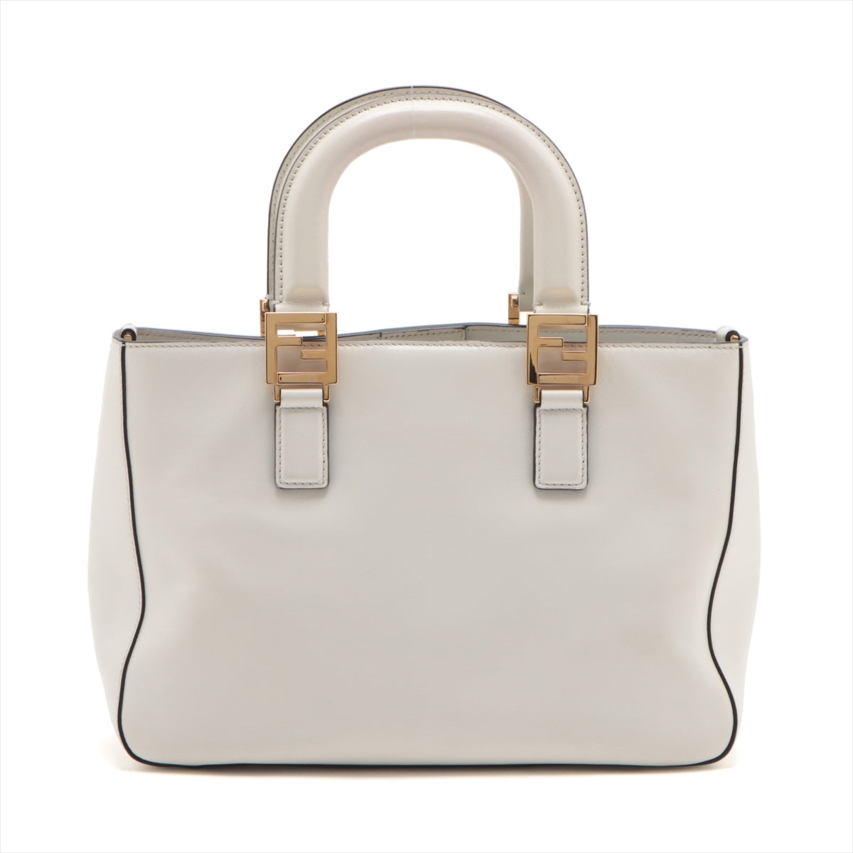 Fendi FF tote small Leather 2way handbag White 8BH367
