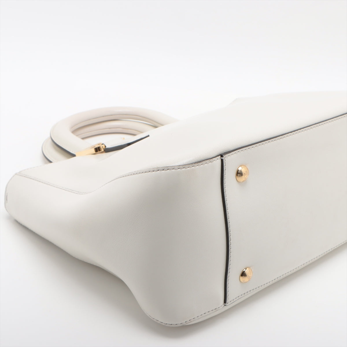 Fendi FF tote small Leather 2way handbag White 8BH367