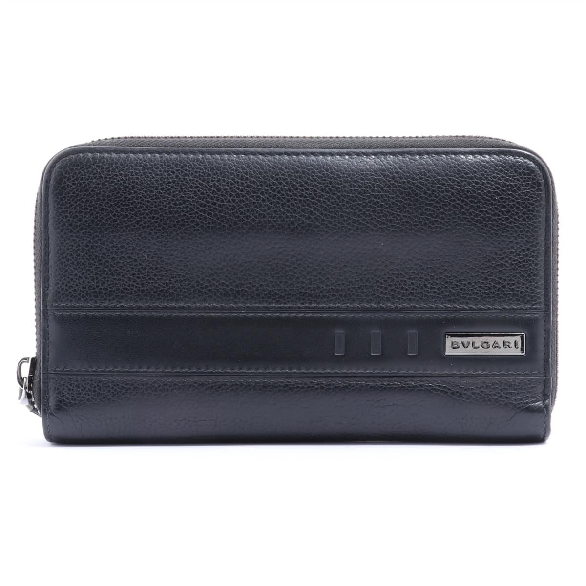 Bvlgari Leather Round-Zip-Wallet Black