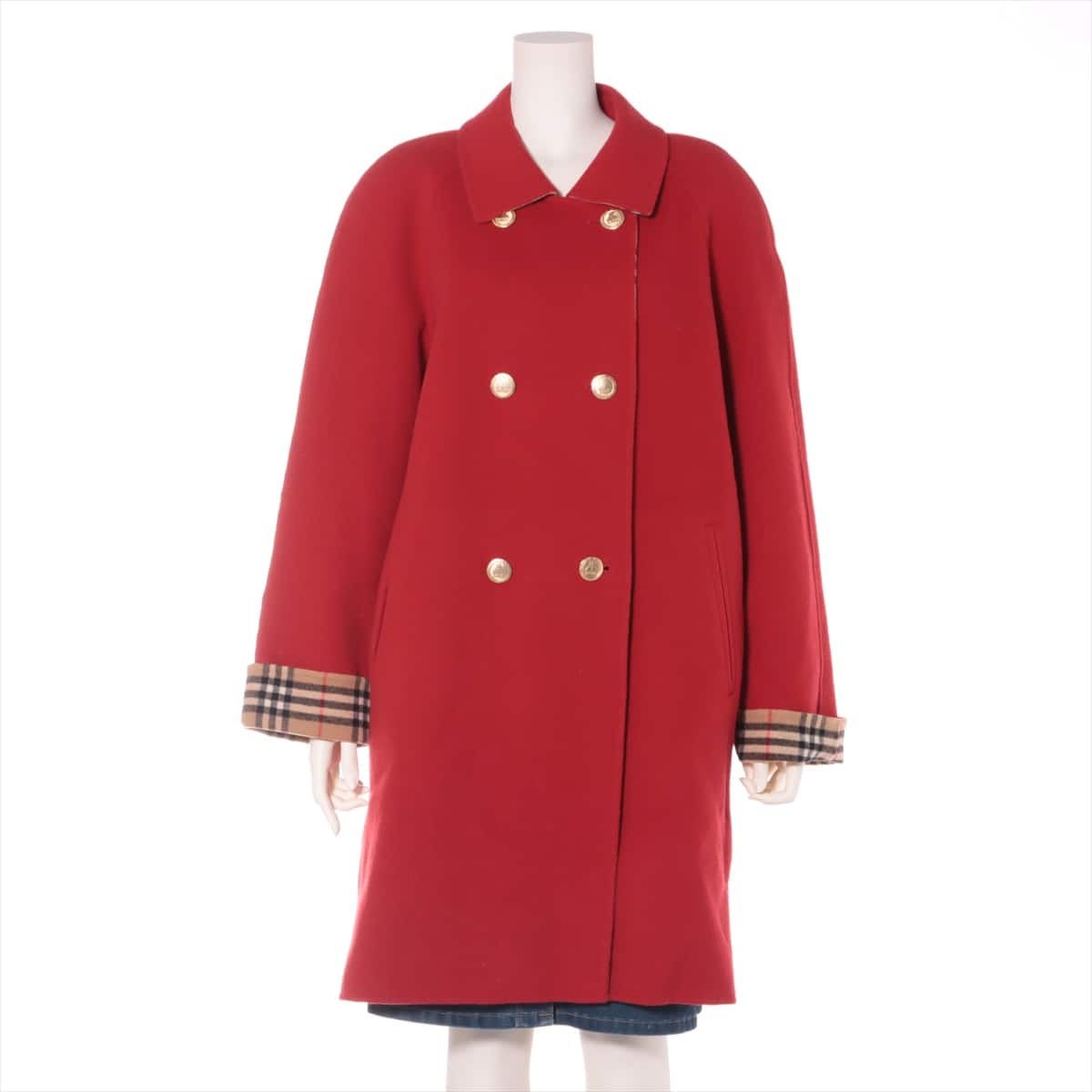 Burberrys Wool Pea coat 13 Ladies' Red  Perforated