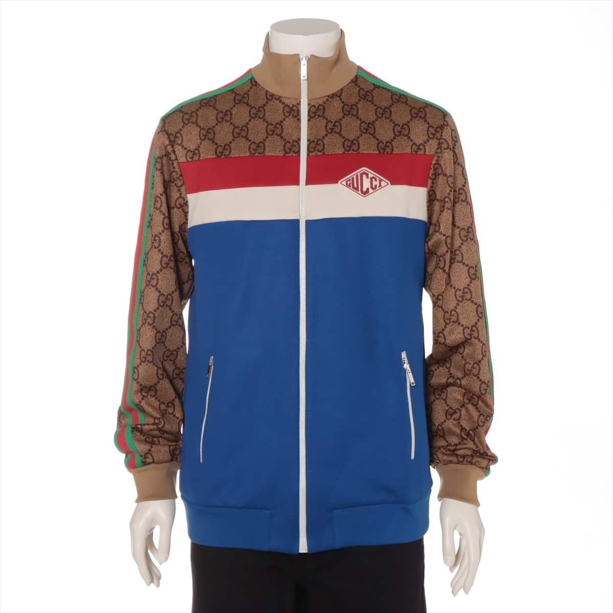 Gucci 18AW Cotton & Polyester Jacket L Unisex blue x brown  526524 GG technical jersey