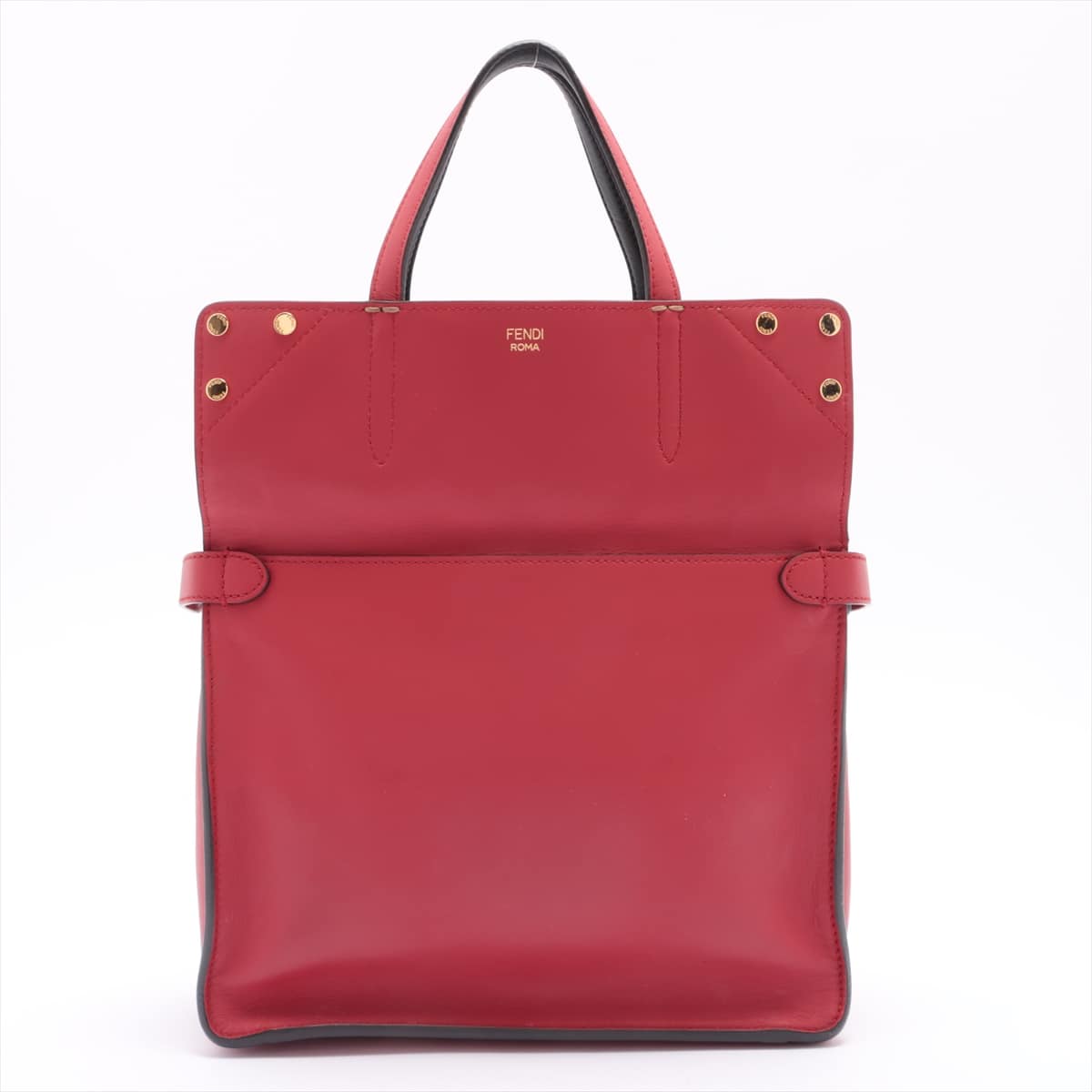 Fendi Flip Medium Leather 2way handbag Red x beige There is an odor Internal lame