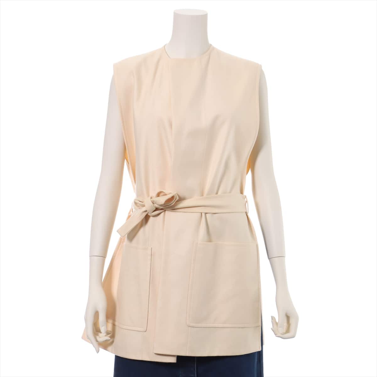Hermès Margiela Cashmere Jacket 34 Ladies' Ivory  separate Sleeveless There are stains and stains on the belt