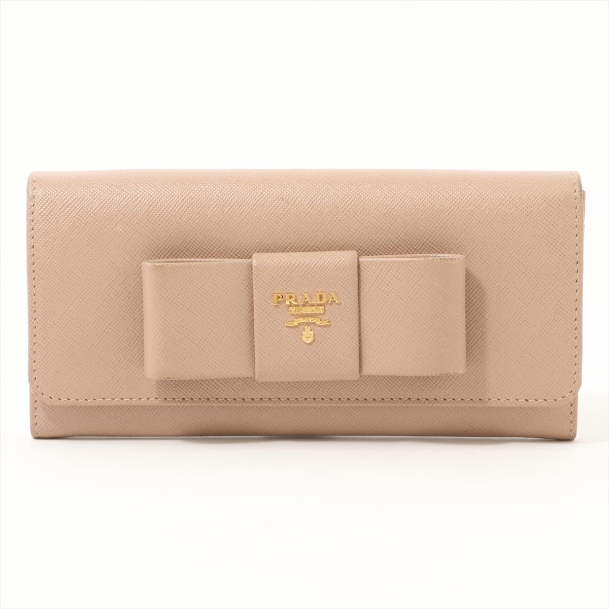 Prada Saffiano Fiocco 1MH132 Leather Wallet Pink beige