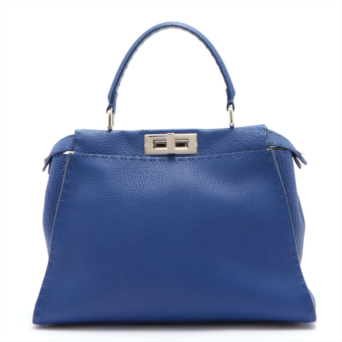 Fendi PEEKABOO REGULAR Selleria Leather 2way handbag Blue 8BN226