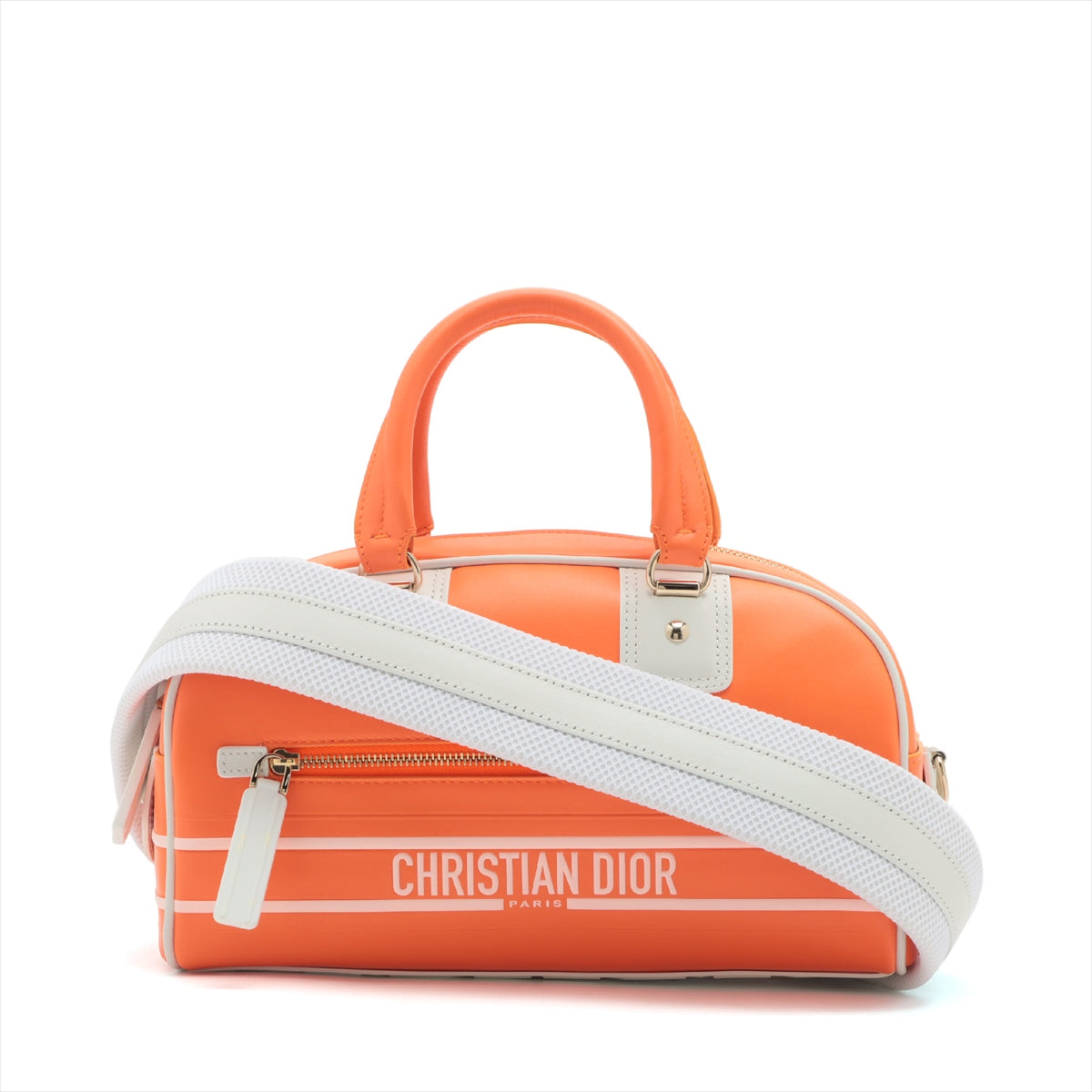Christian Dior Bowling bag Leather 2way handbag Orange
