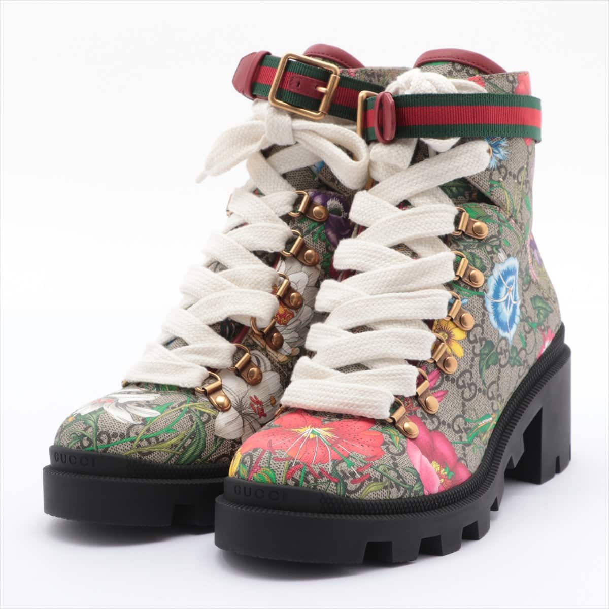 Gucci canvas Boots 37 1/2 Ladies' Multicolor GG flora 602184