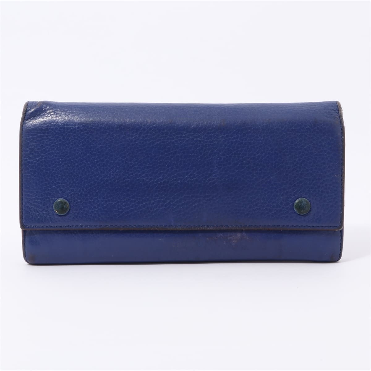 CELINE Large Flap Multi Function Leather Wallet Blue