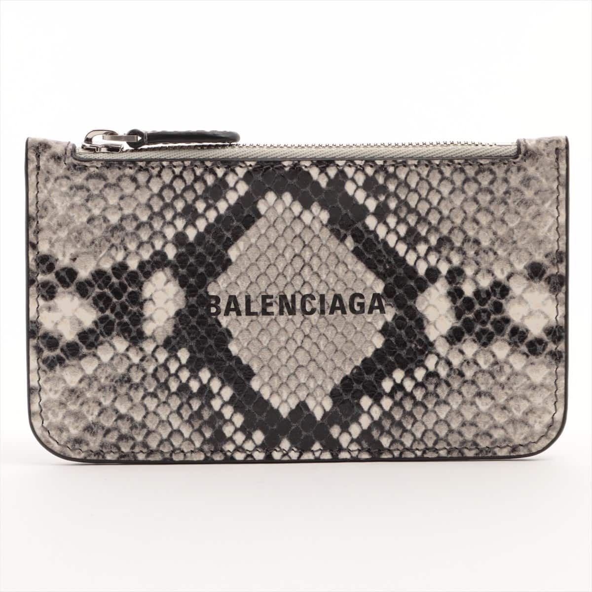 Balenciaga Logo 594214 Leather Coin purse Black x ivory