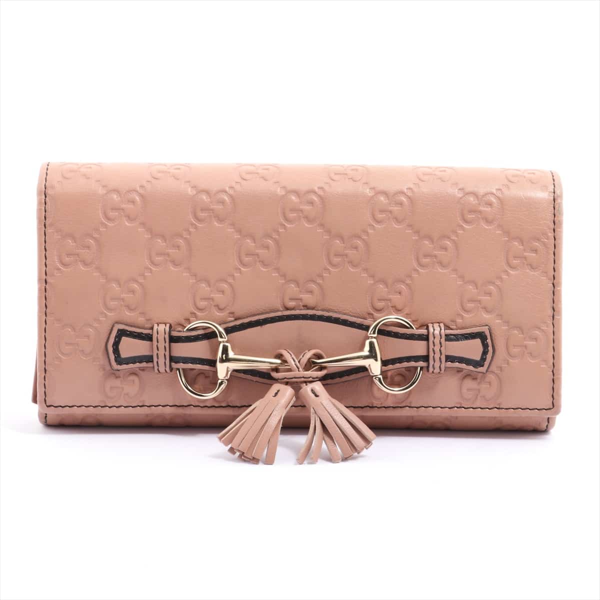 Gucci Guccissima Horsebit 295360 Leather Wallet Pink beige
