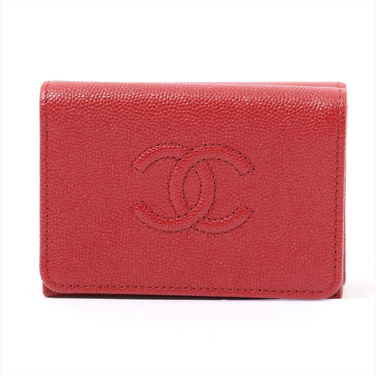 Chanel Coco Mark Caviarskin Wallet Red 27th