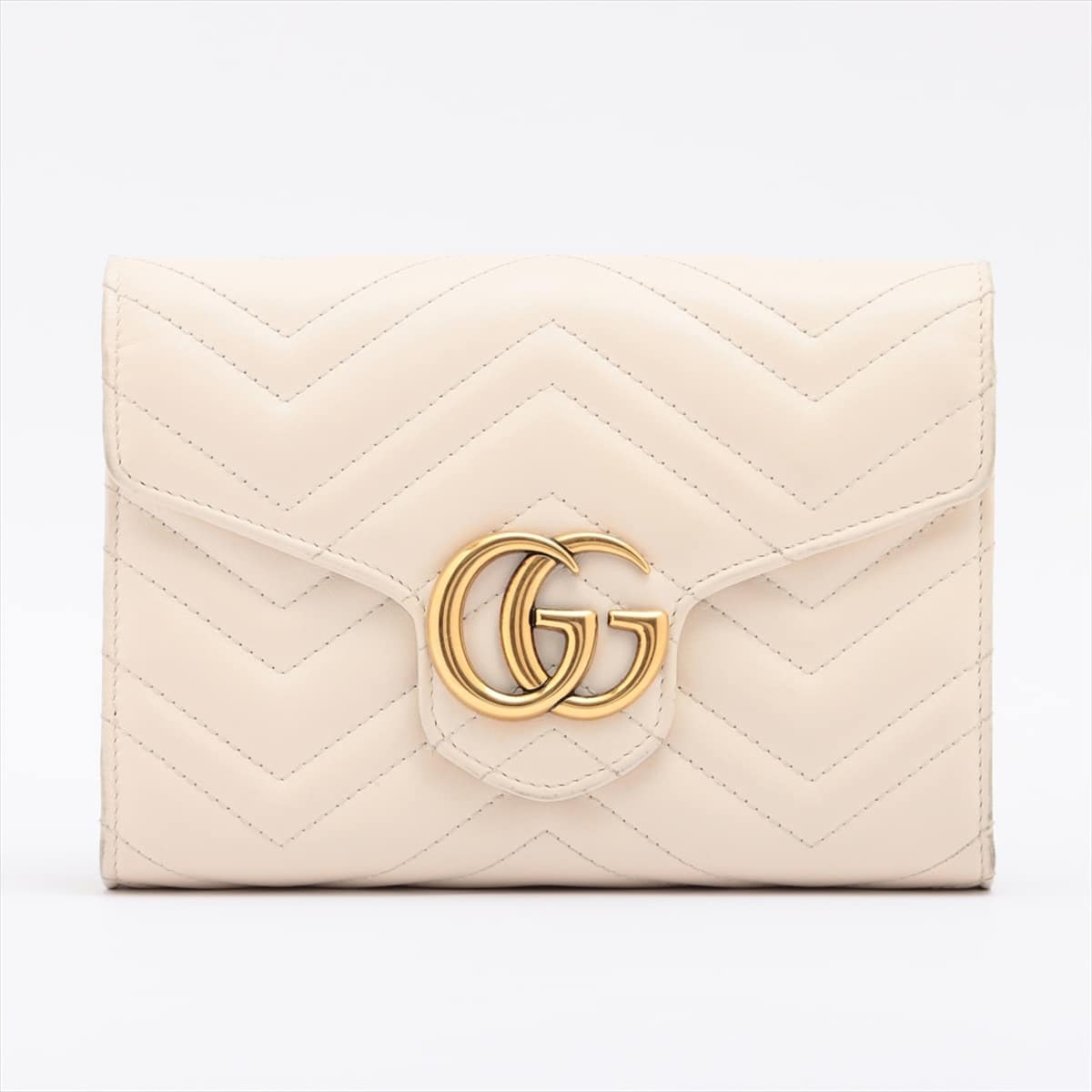 Gucci GG Marmont Leather Chain wallet White 474575