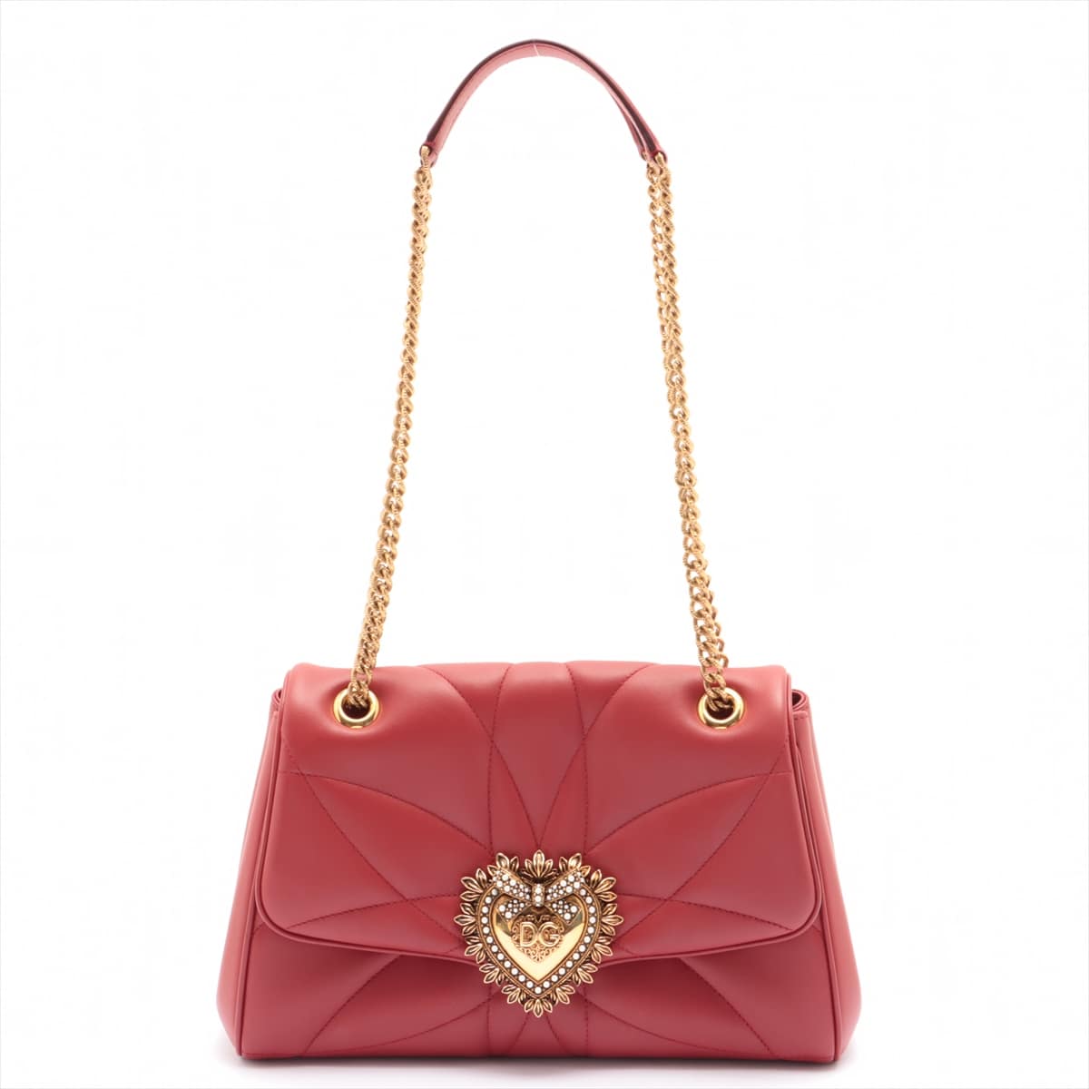 Dolce & Gabbana Devotion Leather Chain shoulder bag Red