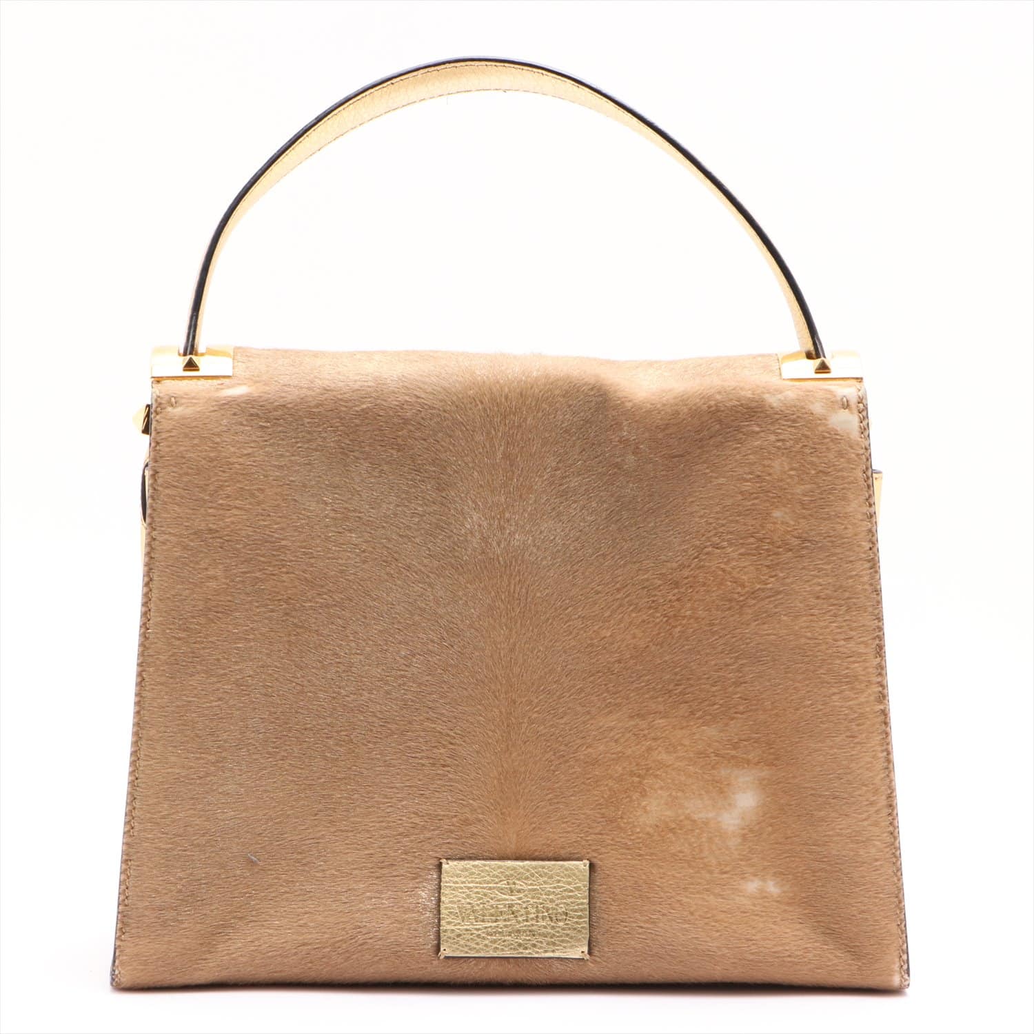 Valentino Garavani Leather & Cowhide 2way handbag Gold