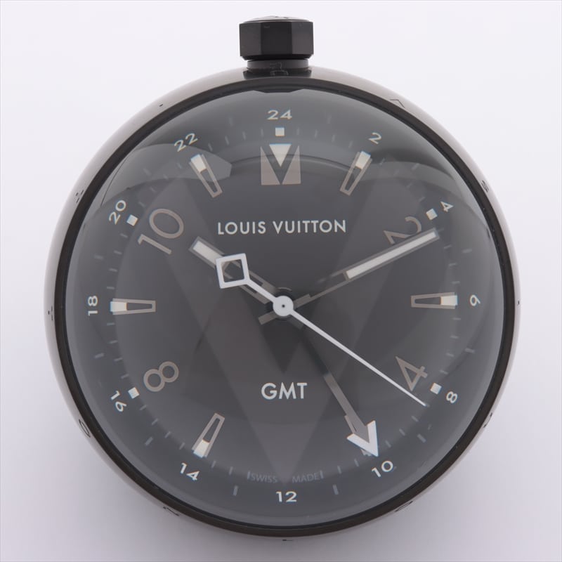 Louis Vuitton Table Clock GMT Q1Q000 SS QZ Black-Face