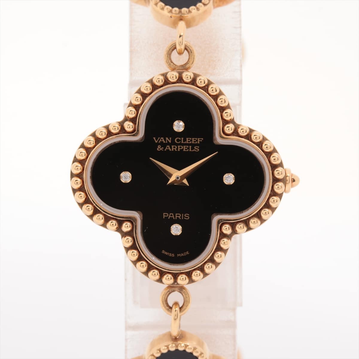 Van Cleef & Arpels Vintage Alhambra bracelet watch 122974 750 QZ Black-Face