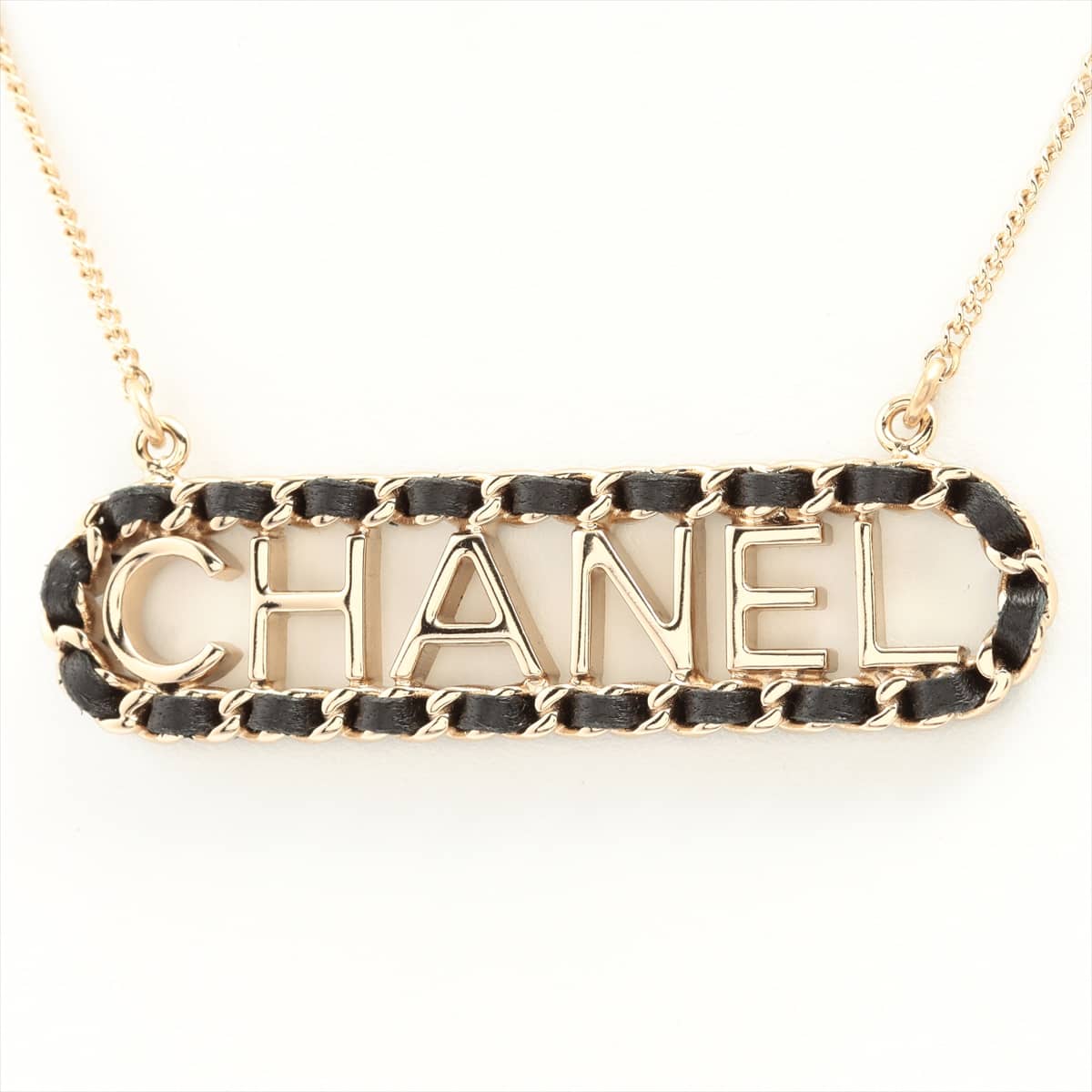 Chanel Logo B20C Necklace GP & Leather Gold
