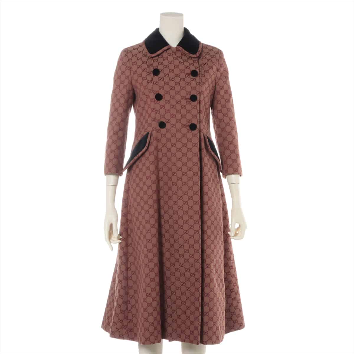 Gucci GG Canvas 20SS Cotton & Polyester Long coat 36 Ladies' Red  636946 back pleats heart patch