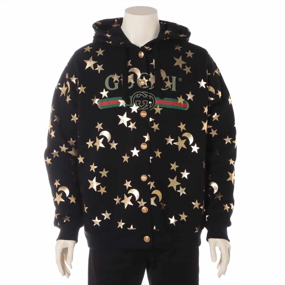Gucci Sherry Line Cotton Parker M Men's Black  581186 Star and Moon