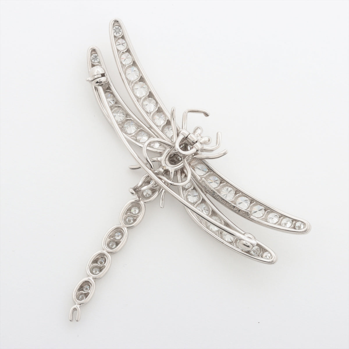 Tiffany Enchant Dragonfly Large diamond Sapphire Brooch Pt950 11.3g
