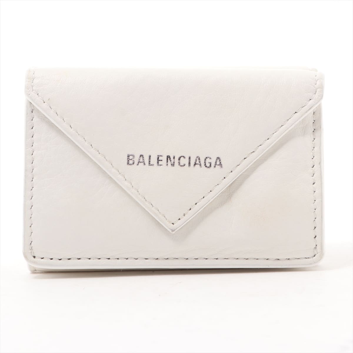 Balenciaga Papier Mini 391446 Leather Wallet White