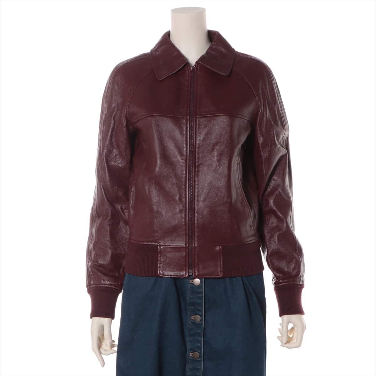 CELINE Lambskin Leather jacket 34 Ladies' Red