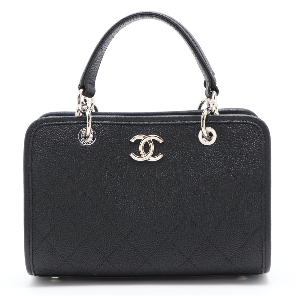 Chanel Matelasse Caviarskin 2way shoulder bag Black Silver Metal fittings 24XXXXXX