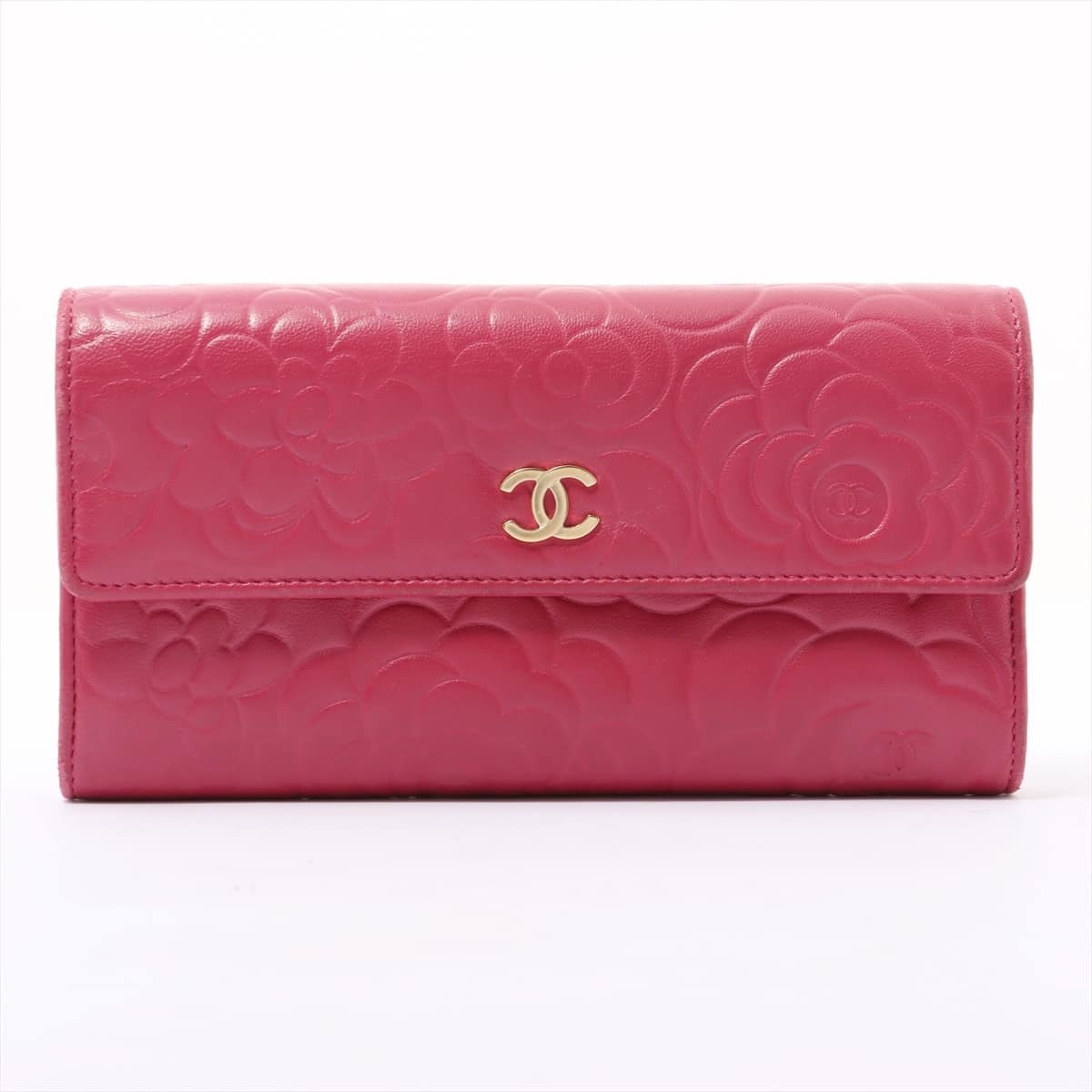 Chanel Camelia Lambskin Wallet Pink Gold Metal fittings 17XXXXXX