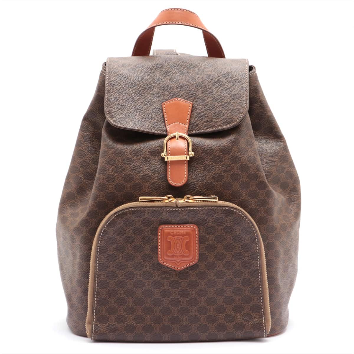CELINE Macadam PVC & leather Backpack Brown