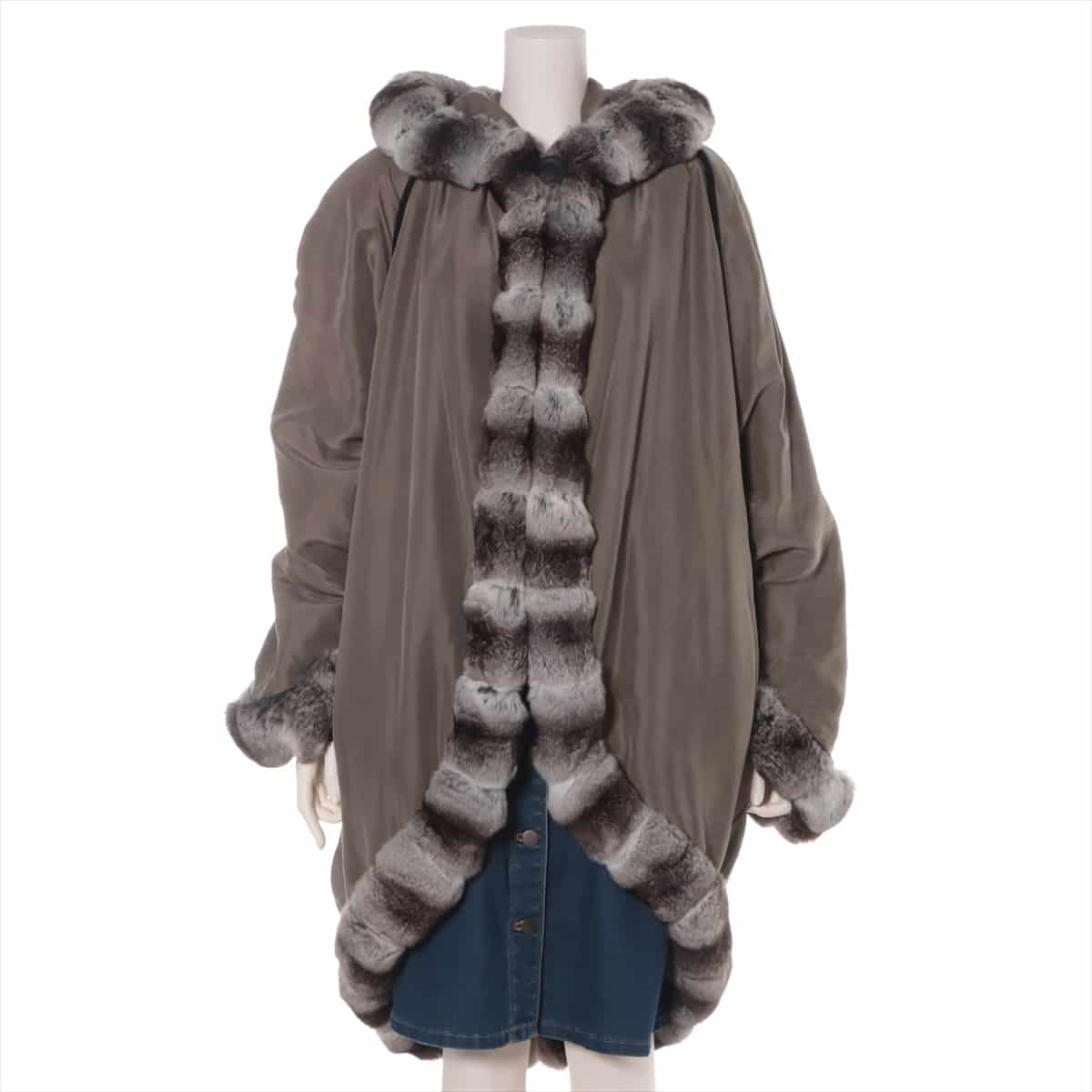 Fendi Silk coats 42 Ladies' Khaki  With fur